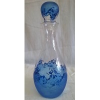HANDPAINTED ART GLASS DECANTER OR WINE CARAFE